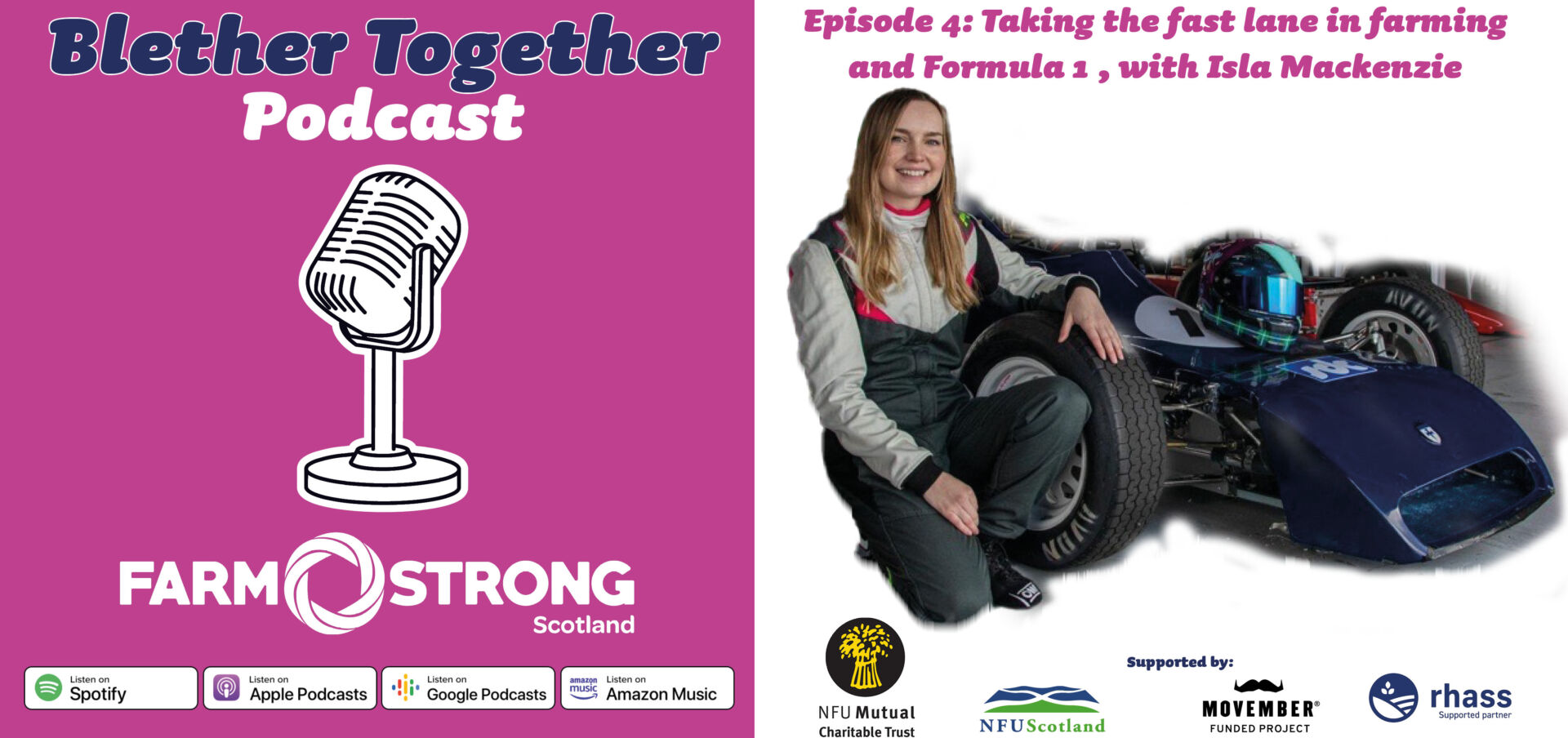 General Podcast Graphic Isla Mackenzie with car